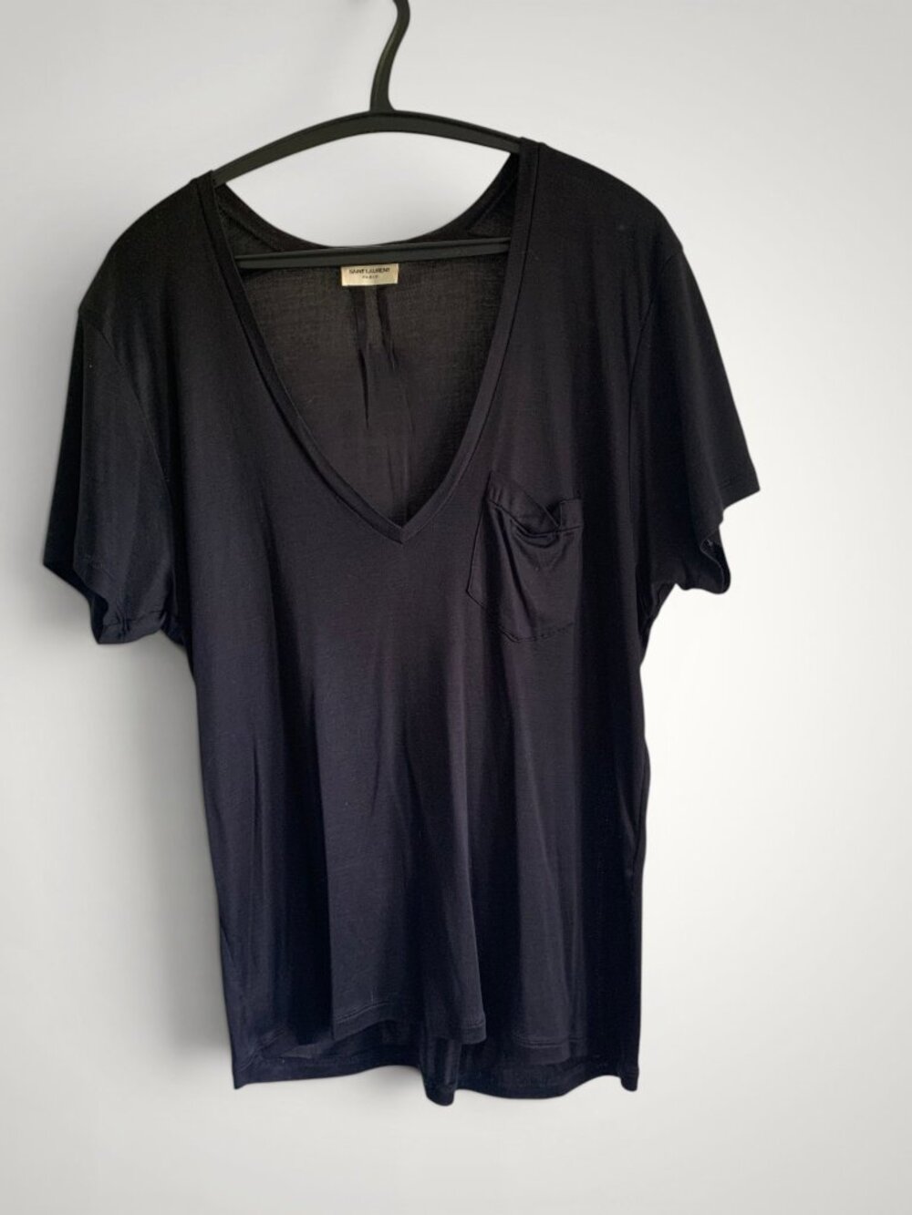 YSL Black Silk Jersey T-Shirt, Size 6